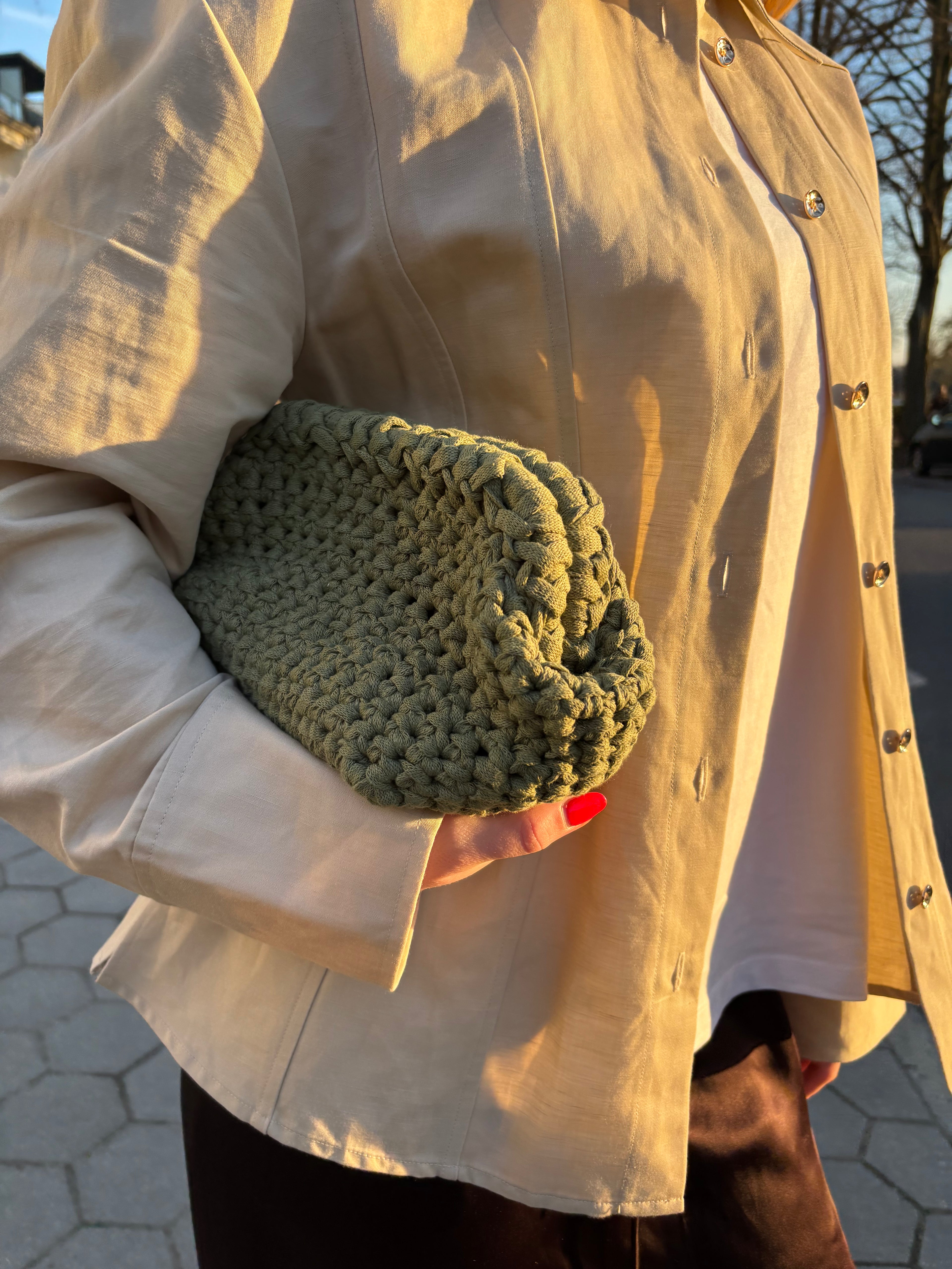 Crochet Clutch - Olive Green