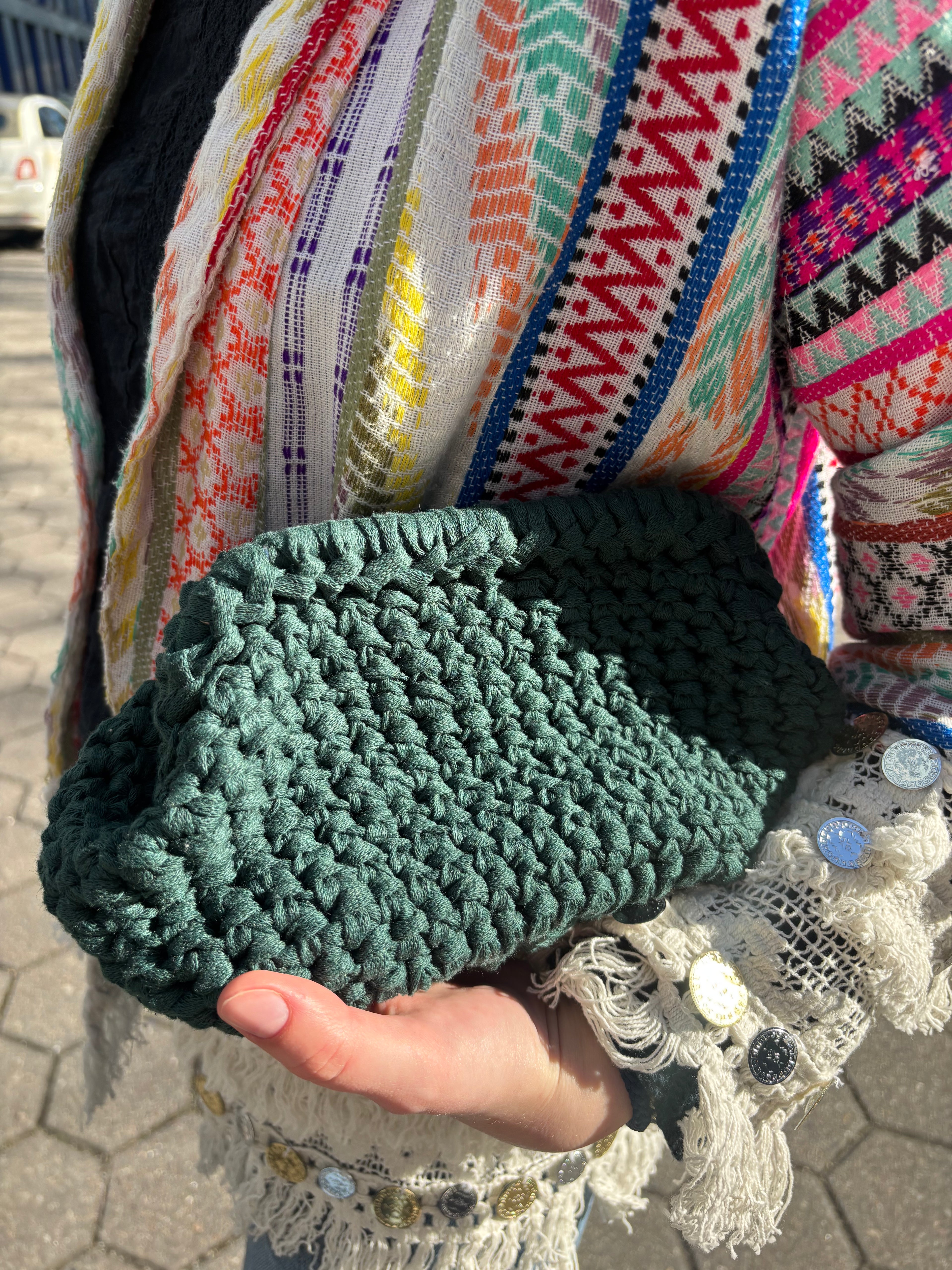 Crochet Clutch - Dark Green
